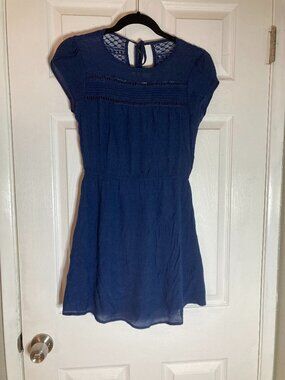 E HANGER M Navy Blue Short Sleeve Mini Dress